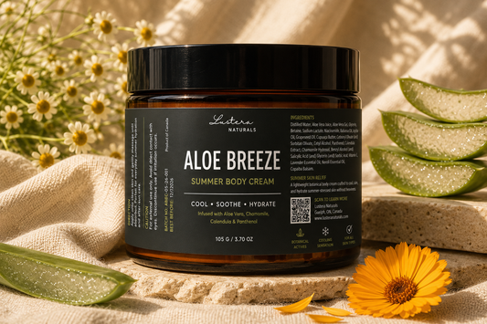 Aloe Breeze body cream in a refreshing botanical setting
