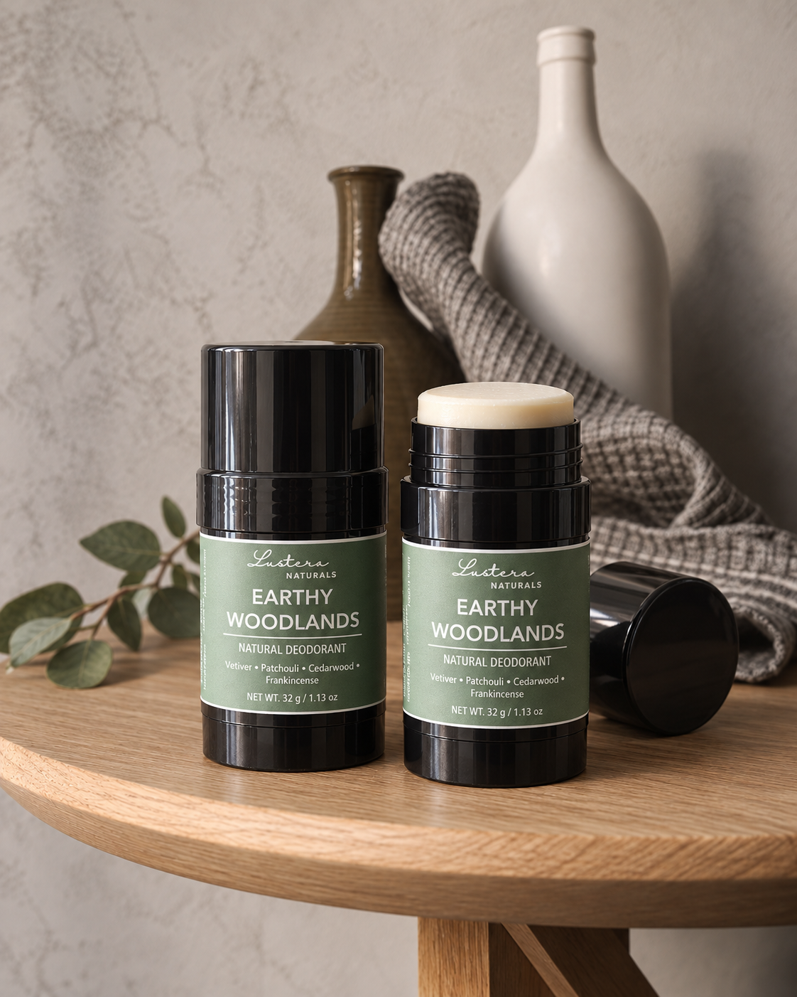 Earthy Woodlands deodorant 32 g sticks, Lustera Naturals